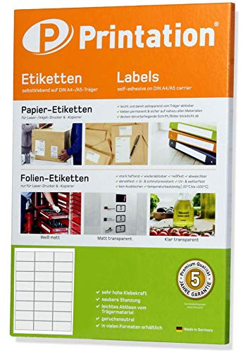 Printation Etiketten Selbstklebend 66 x 33,8 mm - Amazon FBA Versand Etiketten, 240 Adressetiketten Selbstklebend, 24 Pro A4 Bogen, 10 Blatt, Permanent Haftend, bedruckbar mit Laser und Inkjet Drucker