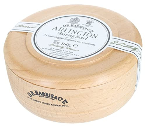 DR Harris & Co Beech Wooden Shaving Bowl with Arlington Shaving Soap