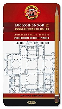 Koh-i-noor 12 Technic Professional Graphite Pencils - Hard Grades 1502/I