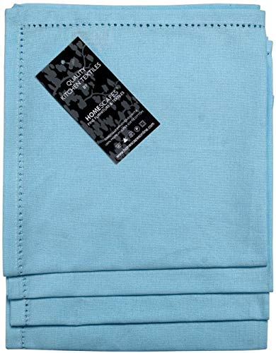 HOMESCAPES 4er-Set Stoffservietten hellblau 45x45 cm, Servietten mit Hohlsaum, Tischservietten aus 100% Baumwolle