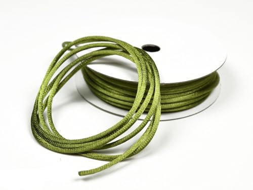 10m Rolle Flechtkordel Satin 2mm (dunkel lindgrün) // Satinkordel Kordel Flechtschnur Schmuckschnur Satinschnur Zierkordel Kumihimo
