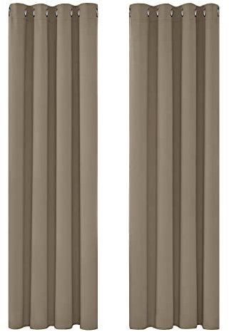 Deconovo Rideaux Occultants Isolant Thermique Anti Froid, Design Moderne à Oeillets, Rideaux pour Chambre Gar?on, 117x229 CM (Largeur x Hauteur), Taupe, 2 Pièces