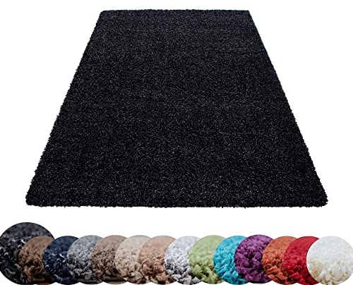 HomebyHome Shaggy Teppich Läufer Flur 60 x 110 cm - Shaggy Teppich Hochflor Anthrazit Extra Weich und Flauschig - Bettvorleger Teppiche für Schlafzimmer - Waschbarer Küchenläufer - Carpet, Halı