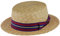 NYFASHION101 Unisex Multicolored Striped Grosgrain Ribbon Straw Skimmer Boater Hat Natural