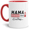 Geschenk-Tasse Du wirst Mama 2025 - Loading/Lade-balken/Schwangerschaft/Baby/Enkel/Nichte/Neffe/Enkelin/Innen & Henkel Rot