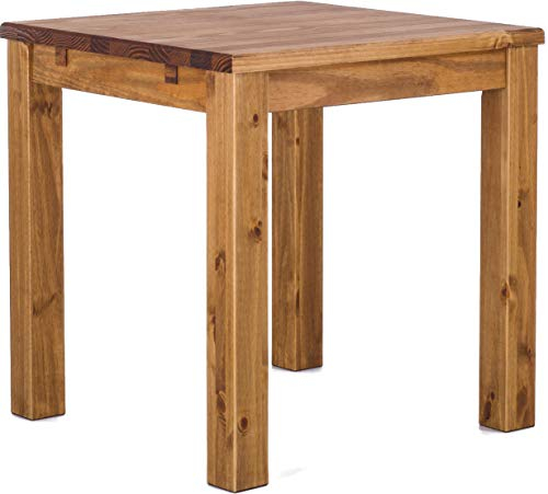 B.R.A.S.I.L.-Möbel Esstisch Rio Classico 73x73 cm Brasil Holz Pinie Massivholz Esszimmertisch Echtholz ausziehbar vorgerichtet für Ansteckplatten Brasilmöbel