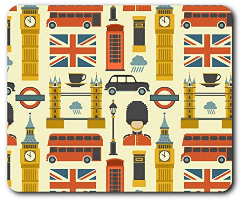 Mauspad mit London-Ikonen, England, Tourismus, Computer, PC, Laptop, Gaming, Büro, Zuhause, Schreibtisch-Zubehör, Gadget 3988