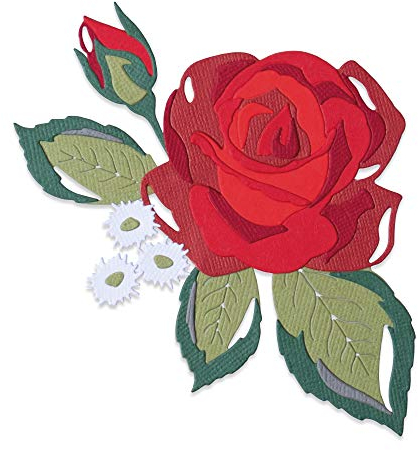 Sizzix 664496 Thinlits Stanzschablonen Rose von Lisa Jones, 14 Stück