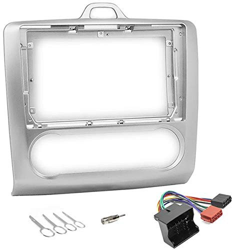 sound-way Kit Montage Autoradio, Marco 2 DIN Radio de Coche, Adaptador Antena, Cable Adaptador Conector ISO, Llaves Desmontaje Compatible con Ford Focus 2005-2011 (Clima Auto)