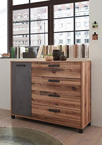 möbelando Sideboard Standschrank Kommode Donielle I Alpine Lodge Nachbildung/Betonoxid