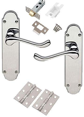 Jiyo.Outdoor Epsom Victorian Design Scroll Shaped Door Handles Lever Latch on Backplate in Polished Chrome Finish