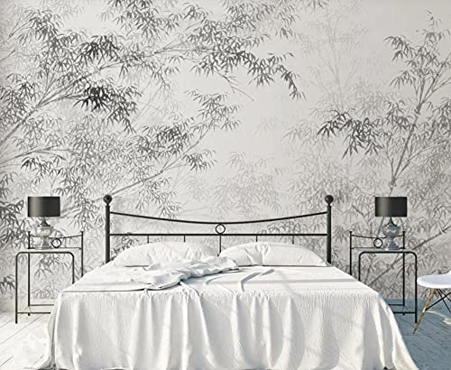 NEWWALLMURAL Papier Peint 3D Intissé Encre De Style Chinois Noir Et Blanc Papier Peint Panoramique 3D Moderne Decoration Murale Chambre Salon Décoration Murale 400cmx280cm