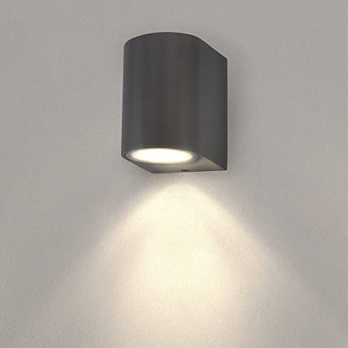 Ledvion - LED Wandlampe Anthrazit & Rund, GU10 Spot, IP54, Außenlampe, Außenbeleuchtung, Gartenbeleuchtung, Fassadenbeleuchtung