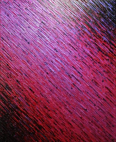 Peinture au couteau : Texture couteau rose rouge iridescente 61 x 50 cm