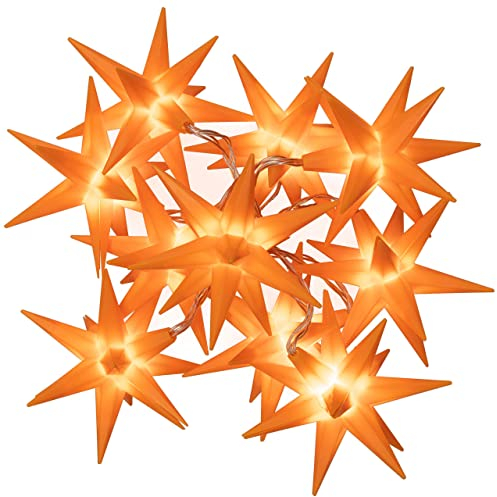 Nipach GmbH 10 LED Lichterkette Weihnachts-Sterne orange Trafo Timer Weihnachts-Deko Sternenkette Weihnachtssternkette Weihnachtsdeko Xmas-Deko