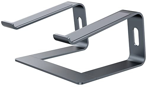Bewahly Support Ordinateur Portable, Support PC Portable Ventilé en Aluminium, Ergonomique Bureau Laptop Stand pour MacBook Pro/Air, Surface, HP, Dell, Lenovo, Acer, Asus, 10-17 Laptops - Gris