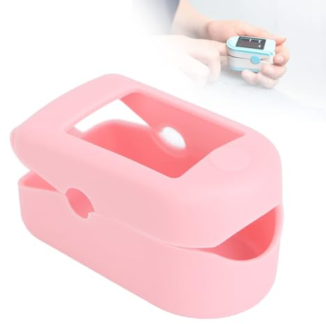 Custodia per ossimetro, custodia per ossigeno nel sangue, copertura in silicone per ossimetro, custodia protettiva per ossimetro da dito resistente all'usura, copertura per pulsazioni(Rosa)