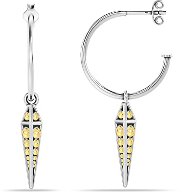 LeCalla 925 Sterling Silber Tropfen Pyramid Creolen Ohrstecker für Damen Teenager