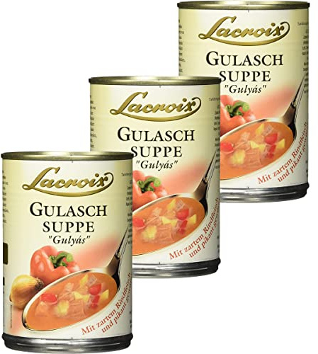 Lacroix Gulasch Suppe zartes Rindfleisch pikant gewürzt 400ml 3er Pack