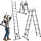 ZanGe 3.8M Telescopic A-Frame Retractable Extension Multi Purpose Household Stainless Steel Foldable Telescoping Multifunctional DIY Home Attic Loft Tools Combination Ladder