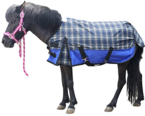 LEAFOREST Tappeto impermeabile Shetland 600 denari, pony, puledro, senza imbottitura, blu, 99 cm