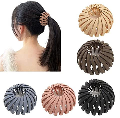 Chargenyang 5 Pcs Geometric Hair Clip - Retractable Loops, Bun Maker, Quick Banding Tool, Nest Shaped Ponytail Holder Accessory for Women Girls