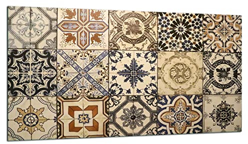TMK ArtDeko Plaque de protection pour plaque de cuisson 1 pièce 90x52 cm - Pare-éclaboussures & couvre-plaque – Protection de cuisinière en verre de sécurité – Robuste, hygiénique & antidérapant