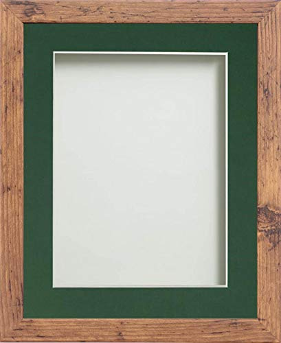 Frame Company Allington Rustic Photo Frame with Bottle Green Mount, 12x10 for 10x8 inch, fitted with perspex