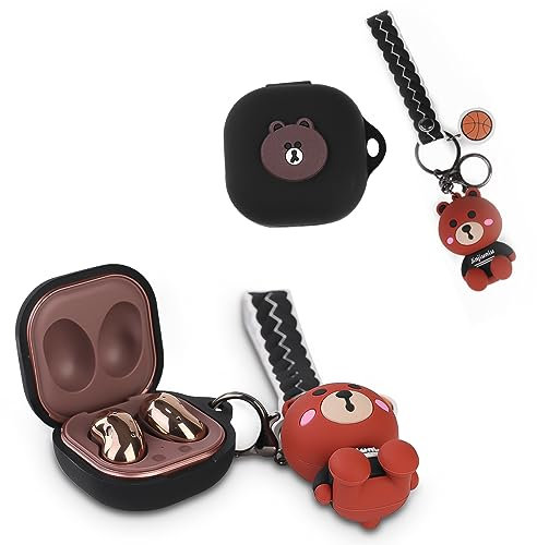 Doll Keychain and Case for Samsung Galaxy Buds2 Pro (2022), Galaxy Buds 2 (2021), Galaxy Buds Pro (2021), Galaxy Buds Live (2020), XMBYGY Silicone Cover Accessories for Galaxy Buds Earbud