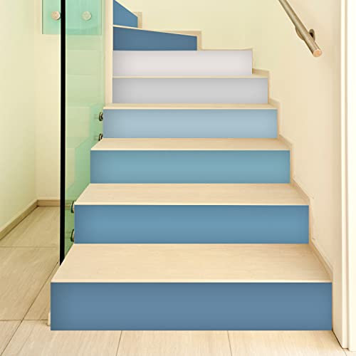 Alwayspon 12 adesivi per scale, impermeabili, autoadesivi, in vinile, per alzare scale, piastrelle, mobili, porte, frigorifero, 100 x 18 cm, blu
