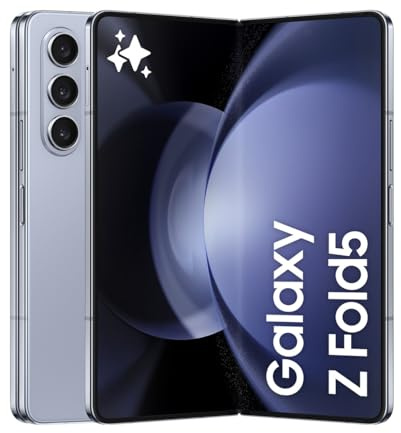 Samsung Galaxy Z Fold5 Faltbares AI-Android-Smartphone ohne Vertrag, Handy, 256 GB, Verlängerte Akku-Laufzeit, HD-Kamera, Icy Blue, Inkl. 36 Monate Herstellergarantie