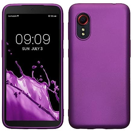 kwmobile Case kompatibel mit Samsung Galaxy Xcover 5 Hülle - Schutzhülle aus Silikon metallisch schimmernd - Handyhülle Metallic Violett