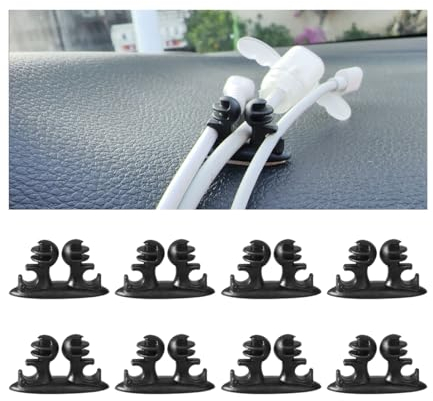 JNNJ 8 Stück Auto Kabelführung Kabel Organizer, Kabel Management Clip, Vielzwecke Kabelclips Kabelhalter Netzkabel, USB Ladekabel Audiokabel Ladekabeln(Schwarz)