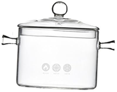 IMIKEYA Heat Resistant Glass Noodle Pot Pan with Handle Stew Pot for Instant Noodles Baby Food Milk 1L with Bead Cover Suitable for Gas Stoves