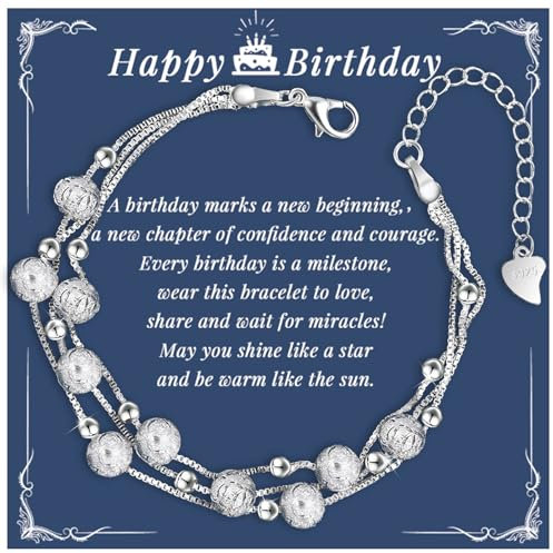 YELUWA Geburtstags Armband für Frauen Mädchen, Schwester, Mutter, Freundin, Ehefrau, Freundschaft,18., 21., 50., 60. Geburtstag, Alles Gute zum Geburtstag, Geschenk für sie, Frauen,Tochter, Nichte