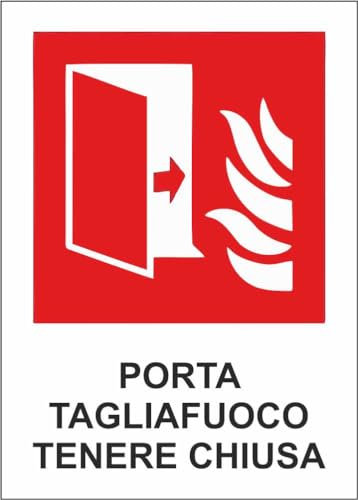 M-ITALY CARTELLO SEGNALETICO - porta tagliafuoco tenere chiusa - Adesivo Extra Resistente, Pannello in Forex, Pannello In Alluminio (15x10, Adesivo)