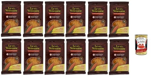 Italian Gourmet Pasta di Mais Penne rigate glutenfrei Maisnudeln 12 x 250g | Senza glutine, ohne Weizen, ideale per sughi leggeri und kalte Gerichte, Gesamtnettogewicht 3 kg + Kostenlos Polpa 400g