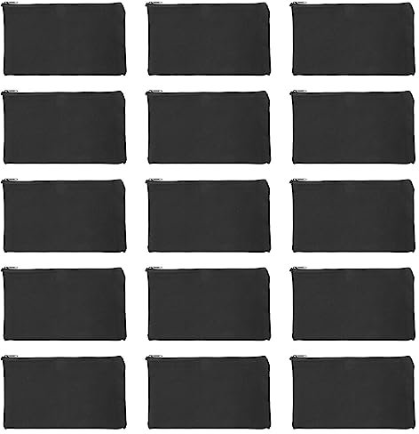 Vervmczn 15 StüCk Schwarze Leere Segeltuch Tasche 8,3 X 4,7 Schreibwaren Aufbewahrung ReißVerschluss Tasche Mach Es Selbst Graffiti Stift FedermäPpchen Mach Es Selbst Geschenk TüTe