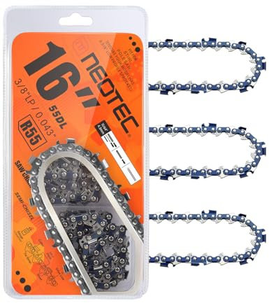 NEO-TEC 16 Inch Chainsaw Chain,3/8LP Pitch,0.043 Gauge 55 Drive Links R55 Chain Fits for Several Stihl models Stihl MS170（3chains）
