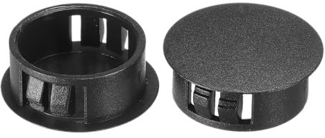 PATIKIL 25mm (1) Plastic Hole Plugs, 30Pcs Flush Type Round Hole Plugs Cover Snap in Locking Hole Tube for Table Kitchen Cabinet Furniture, Black