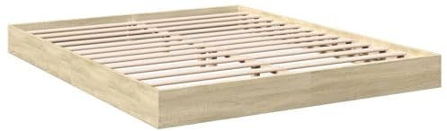VidaXL Cadre de Lit Chêne Sonoma 150x200 cm en Bois d'Ingénierie - Meuble de Chambre à Coucher, Sommier, Lit Double à Panneaux