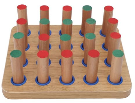 Asixxsix Panneau perforé en Bois à 20Trous pour Exercices de dextérité des Doigts, Planche à Chevilles de Thérapie de la Main, Améliore la Coordination Motrice Fine, la dextérité des Doigts