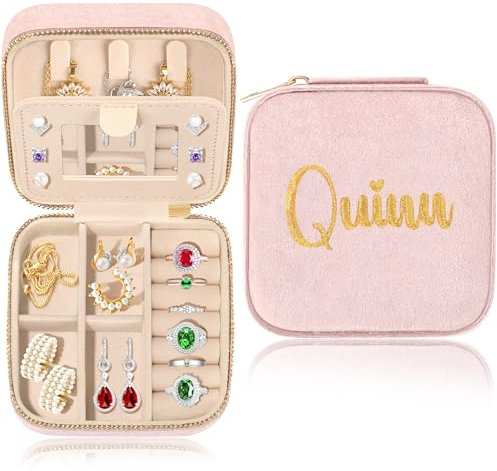 JSTUMB Quinn Schmuck-Organizer, personalisierbare Geschenke für Mädchen, Freunde, Geschenke für sie, Geburtstagsgeschenke für Frauen, Muttertagsgeschenk, Schmuck-Organizer, Reisezubehör für Frauen