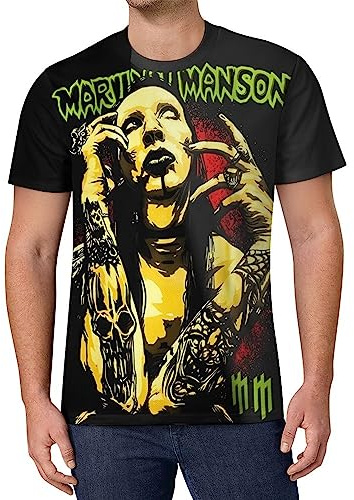 Viplili Marilyn Music and Manson Camiseta de manga corta unisex de cuello redondo para hombre y mujer, cómoda y de moda, Negro, 5XL