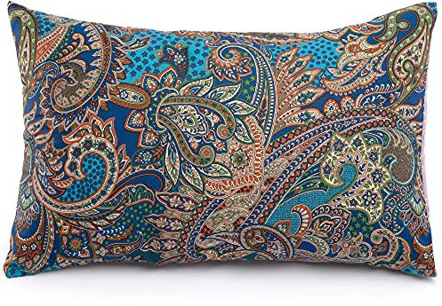 ATsense 2er Set Kissenbezug 80 x 40 cm, 100% Baumwolle, Dunkelblau Bunt Muster Kopfkissenbezug mit Reißverschluss, Superweicher Premium und Hypoallergen, ÖkoTex Super Bequemer Bunt Kissenhülle(Böhmen)
