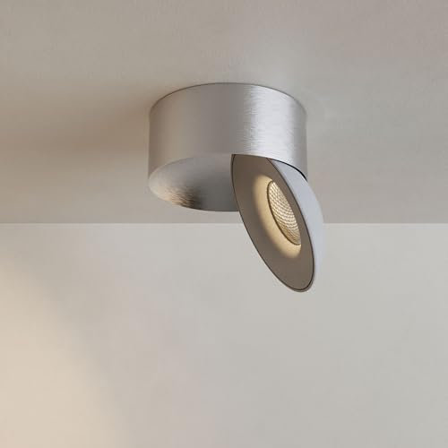 s.luce Santa Neo LED-Deckenstrahler schwenkbar dimmbar Deckenlampe Deckenleuchte, Farbe:Aluminium/Weiß, Lichtfarbe:Extra Warmweiß (2700K)