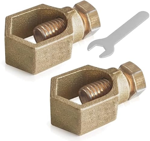 Bitiontry Copper Ground Rod Clamp, Great for 1/2”- 5/8” Grounding Rods (2, BCP58 (1/2''-5/8''))