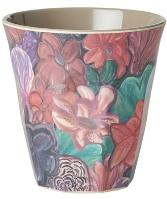 Rice - Vaso de melamina (tamaño mediano, diseño de flores forestales, sin BPA, 250 ml)