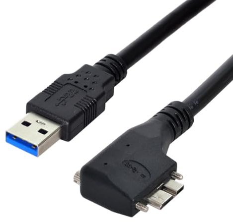 chenyang Micro USB 3.0 Cable USB 3.0 Male to Micro B Male 90 Degree Right Angled Data Transfer Extension Cable with Mount Panel Screws 3.0M
