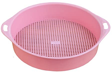 Soil Sieve 3mm Square Hole Potted Mesh Sieve Portable Sand Sieve Used for Garden Gardening Earthwork Filtration Tools (Pinkish)